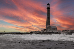 Sunrise Light House Boon island Maine  by Ron Taibbi fine art Photography 